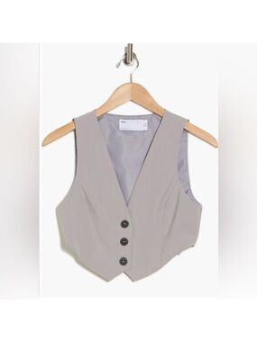 ASOS DESIGN- Crop vest Top-light grey-size 4 NWT